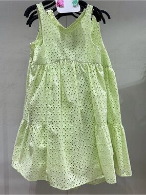 NWOT Zara Light Green Eyelet Tiered Dress 12/13Y